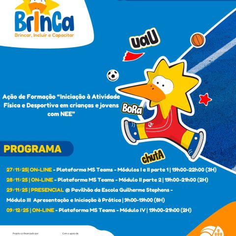 Projeto BrInCa leva Ação de Formação e Capacitação “Iniciação à Atividade Física e Desportiva em Crianças e Jovens com NEE” à Marinha Grande